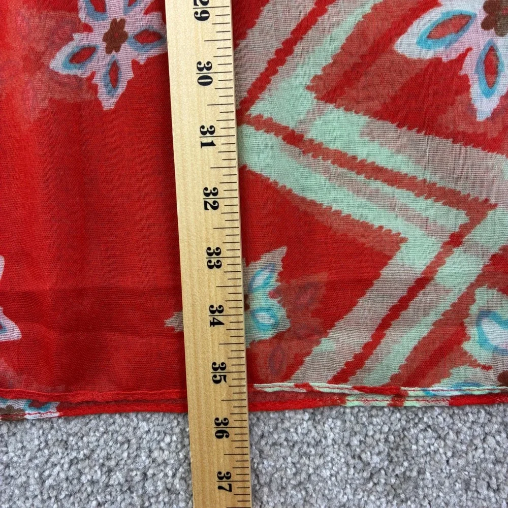 Womens Square Scarf Red Floral Chevron Geometric Sheer Boho Festival 36